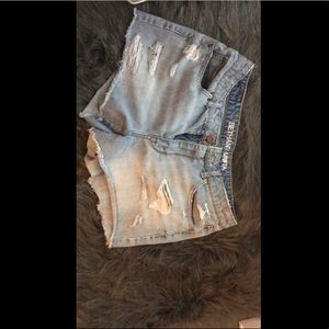 Bethany Mota distressed jean shorts